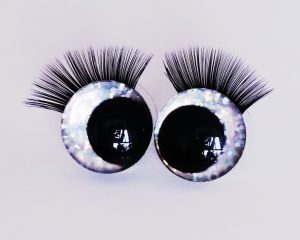 silver 3D offcentre eyes black pupil toy eyes with sinker washer with black eyelash tray 12mm-40mm option for craft doll -B11 (Copy) (Copy)