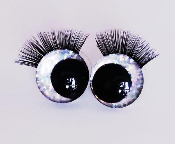 mixed color 3D offcentre eyes black pupil  toy eyes with sinker washer with black  eyelash tray 12mm-40mm option  for craft doll -B11 - Image 4