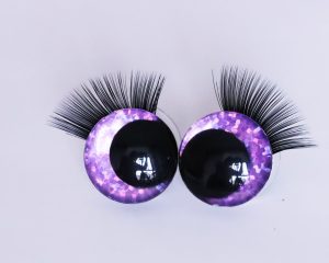 Purple color 3D offcentre eyes black pupil toy eyes with sinker washer with black eyelash tray 12mm-40mm option for craft doll -B11 (Copy)