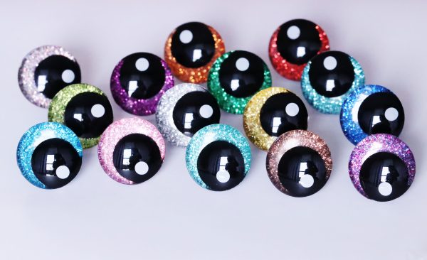 mixed color 25mm 3D offcentre eyes black pupil with print white dot  toy eyes with sinker washer - Image 2