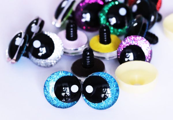 mixed color 25mm 3D offcentre eyes black pupil with print white dot  toy eyes with sinker washer - Image 3