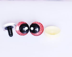 red disc color 25mm 3D offcentre eyes black pupil with print white dot  toy eyes with sinker washer
