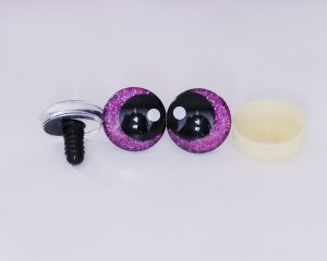 purple disc color 25mm 3D offcentre eyes black pupil with print white dot  toy eyes with sinker washer