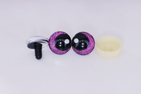 purple disc color 25mm 3D offcentre eyes black pupil with print white dot  toy eyes with sinker washer