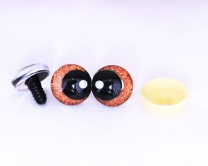 orange disc color 25mm 3D offcentre eyes black pupil with print white dot  toy eyes with sinker washer
