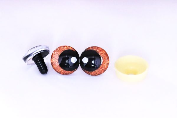 orange disc color 25mm 3D offcentre eyes black pupil with print white dot  toy eyes with sinker washer