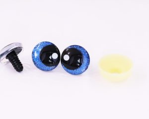 dark blue  disc color 25mm 3D offcentre eyes black pupil with print white dot  toy eyes with sinker washer