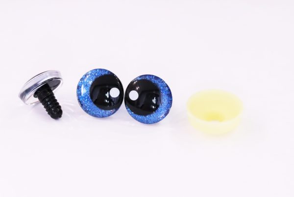 dark blue  disc color 25mm 3D offcentre eyes black pupil with print white dot  toy eyes with sinker washer