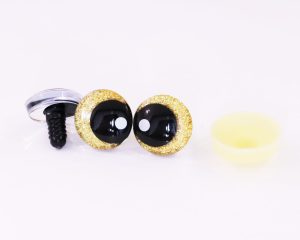 gold disc color 25mm 3D offcentre eyes black pupil with print white dot  toy eyes with sinker washer for crochet amigurumi eyes