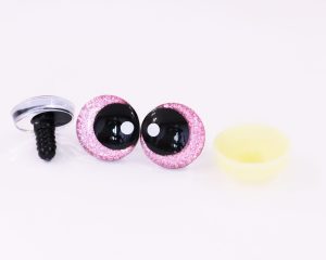 pink disc color 25mm 3D offcentre eyes black pupil with print white dot  toy eyes with sinker washer for crochet amigurumi eyes