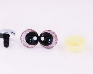 light glitter disc color 25mm 3D offcentre eyes black pupil with print white dot  toy eyes with sinker washer for crochet amigurumi eyes