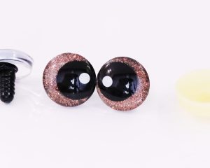 Coffee disc color 25mm 3D offcentre eyes black pupil with print white dot  toy eyes with sinker washer for crochet amigurumi eyes