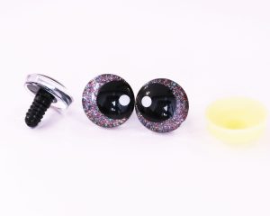 dark glitter disc color 25mm 3D offcentre eyes black pupil with print white dot  toy eyes with sinker washer for crochet amigurumi eyes