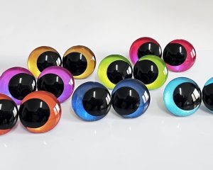 handpaint mixed color 3D offcentre eyes black pupil  toy eyes with sinker washer 12mm-40mm option  for craft doll