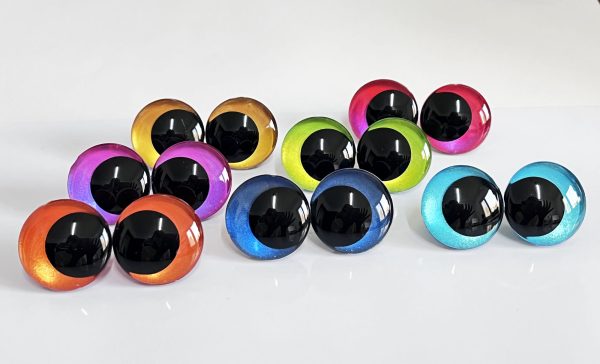 handpaint mixed color 3D offcentre eyes black pupil  toy eyes with sinker washer 12mm-40mm option  for craft doll