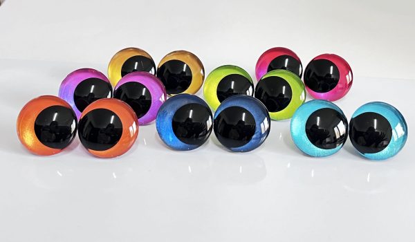 handpaint mixed color 3D offcentre eyes black pupil  toy eyes with sinker washer 12mm-40mm option  for craft doll - Image 2