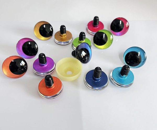 handpaint pink color 3D offcentre eyes black pupil  toy eyes with sinker washer 12mm-40mm option  for craft doll (Copy) - Image 2