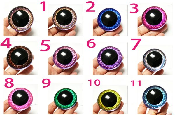 B11-Mixed color 9mm-60mm round crystal eyes with hard washer for diy plush doll findings Handmade amigurumi doll
