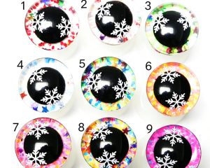 S9-mixed color 9mm-35mm 3D Centre eyes with snow print with colorful disc with hard washer