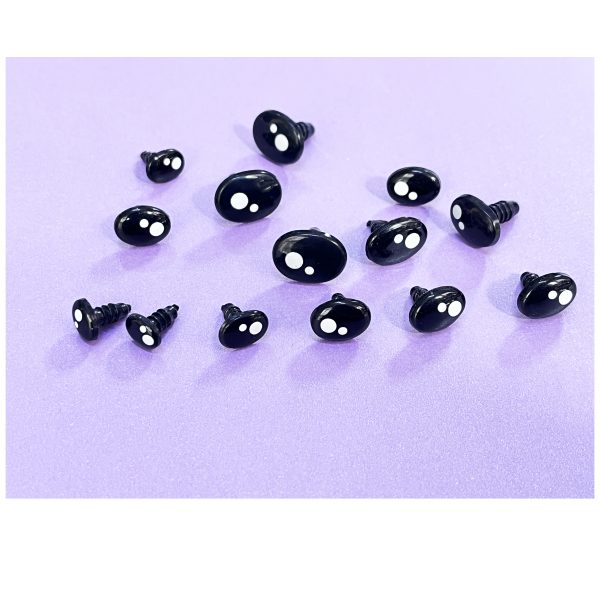 7x9/8x11/9x12/10x13/12x16mm oval black toy eyes with white dot for diy craft doll findings - Image 3