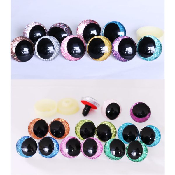 N19-Mixed color 25mm 30mm 3D oval offcentre Clear eyes black  pupil clear toy eyes with sinker hard washer for diy craft doll eyes findings - Image 2