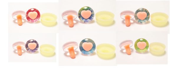 R6-MIXED COLOR disc 25mm 3D heart orange pink pupil  toy eyes with sinker washer for diy craft doll findings - Image 3