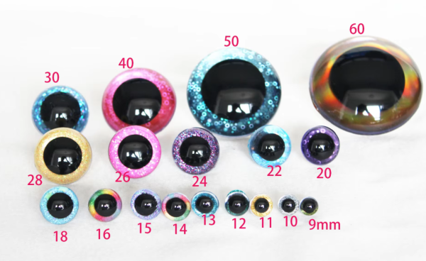 B11-Mixed color 9mm-60mm round crystal eyes with hard washer for diy plush doll findings Handmade amigurumi doll - Image 2