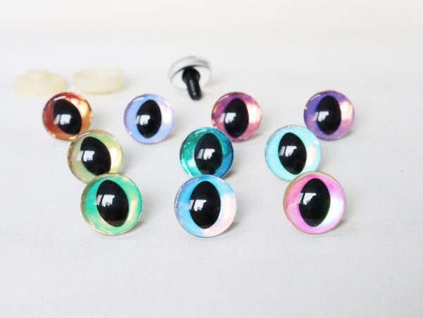 Hc10-mixed color 3D cat eyes black pupil  toy eyes with sinker washer 10mm-30mm option  for craft doll - Image 2