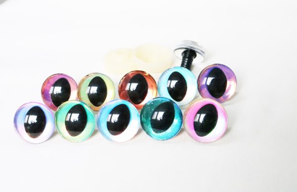 Hc10-mixed color 3D cat eyes black pupil  toy eyes with sinker washer 10mm-30mm option  for craft doll - Image 3
