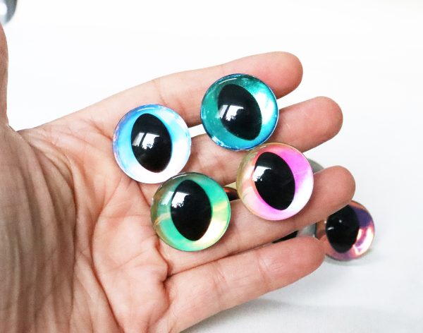 Hc10-mixed color 3D cat eyes black pupil  toy eyes with sinker washer 10mm-30mm option  for craft doll