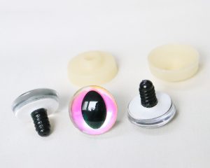 Hc10-pink disc  3D cat eyes black pupil  toy eyes with sinker washer 10mm-30mm option  for craft doll