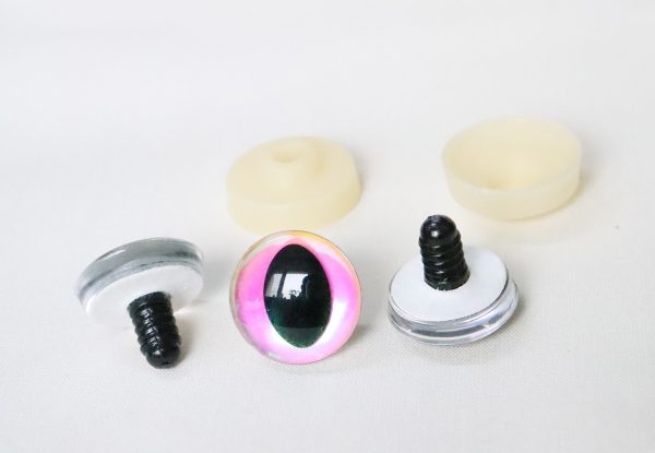 Hc10-pink disc  3D cat eyes black pupil  toy eyes with sinker washer 10mm-30mm option  for craft doll