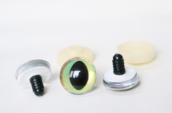 Hc10-gold disc  3D cat eyes black pupil  toy eyes with sinker washer 10mm-30mm option  for craft doll