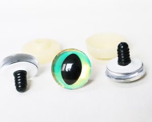 Hc10-yellow green  disc  3D cat eyes black pupil  toy eyes with sinker washer 10mm-30mm option  for craft doll