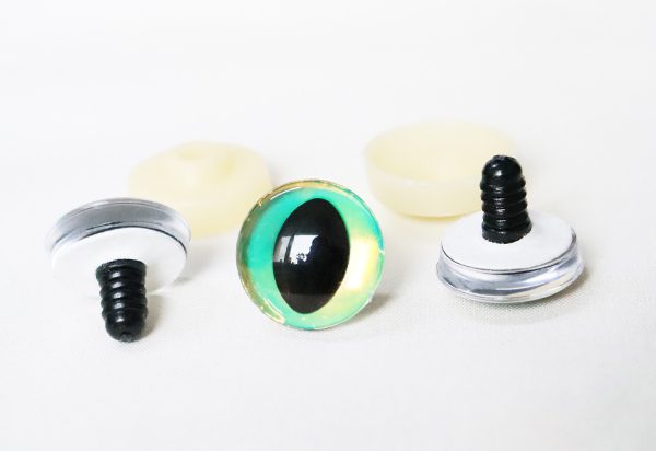 Hc10-yellow green  disc  3D cat eyes black pupil  toy eyes with sinker washer 10mm-30mm option  for craft doll