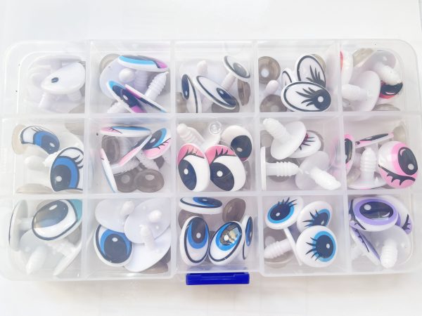 60pcs/lbox mixed 15styles cartoon print toy eyes with soft washer for diy crochet doll findings - Image 2