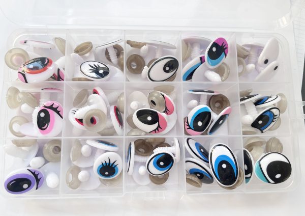 60pcs/lbox mixed 15styles cartoon print toy eyes with soft washer for diy crochet doll findings - Image 4