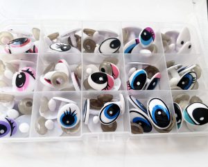 60pcs/lbox mixed 15styles cartoon print toy eyes with soft washer for diy crochet doll findings