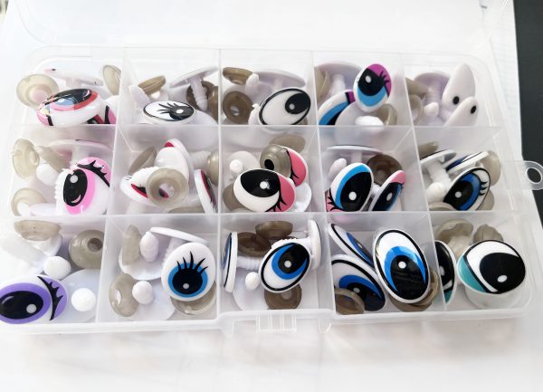 60pcs/lbox mixed 15styles cartoon print toy eyes with soft washer for diy crochet doll findings