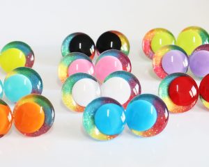 10pupil option with Rainbow disc 3D offcentre eyes clear toy eyes with sinker washer 25mm-30mm option for craft doll -R3-B