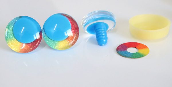 Mixed 10pupil with Rainbow  disc 3D offcentre eyes clear toy eyes with sinker washer  25mm-30mm  option  for craft doll -R3-B - Image 4