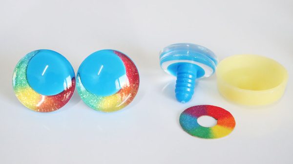 10pupil option  with Rainbow  disc 3D offcentre eyes clear toy eyes with sinker washer  25mm-30mm  option  for craft doll -R3-B - Image 2