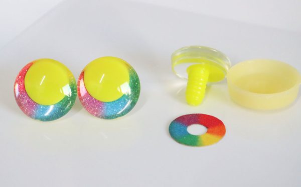 10pupil option  with Rainbow  disc 3D offcentre eyes clear toy eyes with sinker washer  25mm-30mm  option  for craft doll -R3-B - Image 3