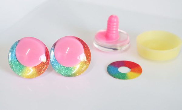 10pupil option  with Rainbow  disc 3D offcentre eyes clear toy eyes with sinker washer  25mm-30mm  option  for craft doll -R3-B - Image 4