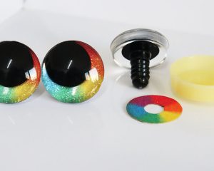 Rainbow disc 3D offcentre eyes black pupil clear toy eyes with sinker washer 12mm-40mm option for craft doll -R3-B