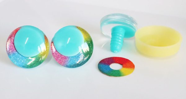 10pupil option  with Rainbow  disc 3D offcentre eyes clear toy eyes with sinker washer  25mm-30mm  option  for craft doll -R3-B - Image 10