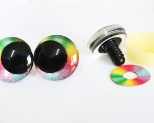 Rainbow disc 3D offcentre eyes black pupil clear toy eyes with sinker washer 12mm-40mm option for craft doll -R3-A