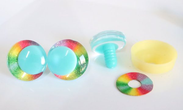 10pupil option  with Rainbow  disc 3D offcentre eyes clear toy eyes with sinker washer  25mm-30mm  option  for craft doll -R3-A - Image 3
