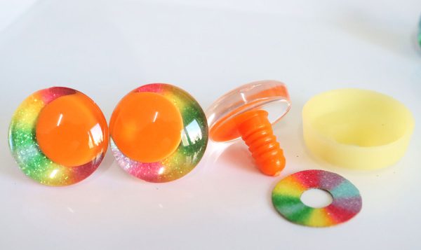 10pupil option  with Rainbow  disc 3D offcentre eyes clear toy eyes with sinker washer  25mm-30mm  option  for craft doll -R3-A - Image 4