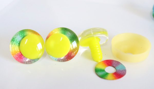 10pupil option  with Rainbow  disc 3D offcentre eyes clear toy eyes with sinker washer  25mm-30mm  option  for craft doll -R3-A - Image 5
